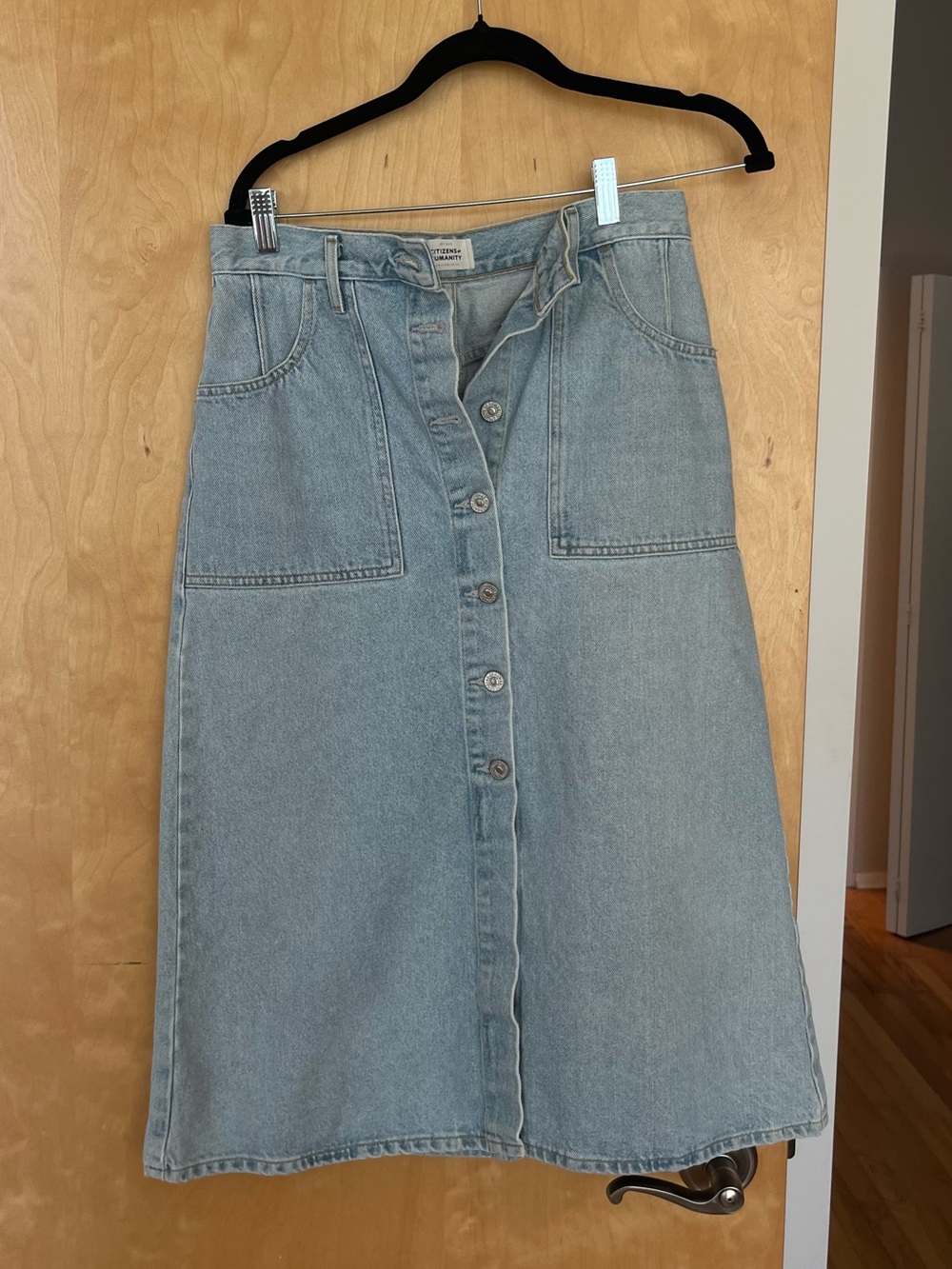 Citizens Of Humanity Light Blue Denim Midi skirt